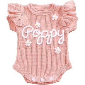 Personalized Baby Girl Onesie, Custom Name Toddler Bodysuit, Embroidered Newborn Outfit, Knitted Ruffle Romper in Saudi Arabia