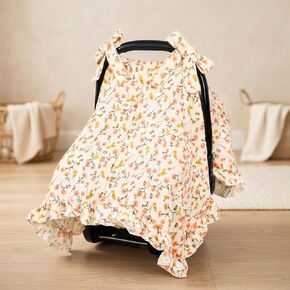 Hooyax Muslin Baby Car Seat Cover Breathable Canopy for Infant, Bow-Tie Stroller Cover, Newborn Carseat Shade for Sun, Wind & Dust Protection, 2-in-1 Nursing Cover & Nap Blanket(Bear) in Kuwait