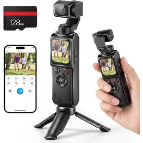 4K Vlogging Camera Portable Pocket Camera, 4K/30FPS with 75MP Photo, 330° Rotating Lens & Face Tracking, 1.7'' Touch Screen, Wi-Fi, 18x Digital Zoom, for YouTube TikTok, Includes 128GB Card&Tripod in Kuwait