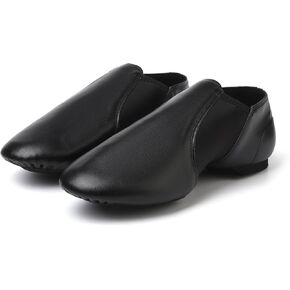 Jazz Shoes, Leather Slip-On Dance Shoes with Split Sole, Low Heel for Women,Men in Kuwait