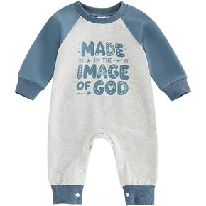 Newborn Baby Boy Fall Winter Clothes Long Sleeve Jumpsuit Romper | Infant Baby Boy Letter Print 3 6 12 18 Months Outfit Suitable for Fall and Winter Cute Baby Boy Clothes Jumpsuit Romper in Kuwait