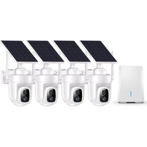 4K/8MP UHD Solar Security Cameras Wireless Outdoor with Local storage Base | No Subscription or Monthly Fees,360° Pan&Tilt with Automatic Tracking,5G&2.4G Router Compatible,2 Cam Kit for Home Security in Kuwait