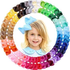 OAOLEER 50Pcs 6" Hair Bows for Girls, Grosgrain Ribbon Hair Bows Clips Alligator Clips Barrettes Hair Accessories, Back to School, Party (6 inch, 1 Count (Pack of 50)) in Kuwait