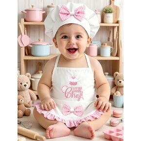 Ylsteed Boy Chef Outfits Newborn Photography Outfits Girl Infant Baby Photo Shoot Chef Costume Newborn Baby Photography Props Baby Chef Hat Apron Set (White 6-12) in Saudi Arabia