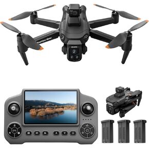 Drones with Camera for Adults 4K, Under 249g Foldable Quadcopter, 8k Camera Drone with large screen controler and GPS Auto Return, Follow Me, Easy for Beginners,3 batteries (Dark Gray) in Saudi Arabia