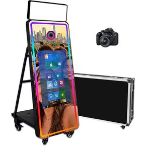 Magic Mirror Photo Booth Machine with 32’’ Touch Screen,Photo Booth with Flight Case,App Control,RGB Light for Wedding Party Events (Machine+Camera) in Saudi Arabia