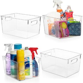 ClearSpace Clear Plastic Storage Bins – Pantry Organizers & Storage Containers, Cabinet Organizer - Home Organization Must Haves for Kitchen, Laundry Room, Office, Closet, Garage & Freezer in Saudi Arabia