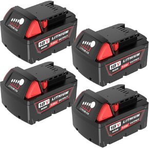 4 Pack 8.0Ah Extended Runtime Battery Replacement for Milwaukee 18V Battery | 48-11-1862 48-11-1852 48-11-1880 48-11-1882 Compatible with Milwaukee 18 Volt Batteries Cordless Tools(Red） in Saudi Arabia