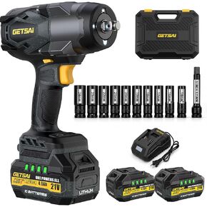 1/2 Impact Gun, 1400N.m (1032Ft-lbs) Super High Torque Impact Wrench with 2 x 4.0Ah Batteries, 21V Cordless Brushless Power Pistola Llave De Impacto with 10 Sockets for Car/Pickup Truck/Mower in Saudi Arabia