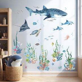 Ocean Animal Wall Decals,Large Sea Creature Wall Stickers,Under The Sea Fish Wall Art Decor for Kids Bathroom, Bedroom, Nursery, Living Room in Kuwait