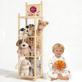 Stuffed Animal Storage Zoo Organizer,Wooden Toy Plushies Storage,Space Save Zoo Toy Organizer,Large Capacity Stuffed Animal Holder for Playrooms & Bedrooms,15.8" Wide, Natural in Saudi Arabia