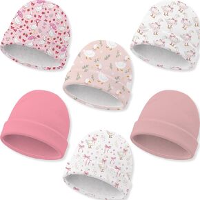 6 Pack Baby Beanie Hats for Newborns Goose Toddler Beanies Baby Girl Hat Pink Cotton Soft Warm Cap Newborn Hospital Hat for Infant Girls 0-6 Months in Kuwait