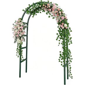 RUBFAC 7.8ft Metal Wedding Arch Frame, White Garden Trellis for Climbing Plants Outdoor, Garden Arbors and Arches Party Archway for Flower Rose Vines Birthday Bridal Christmas Decoration in Kuwait