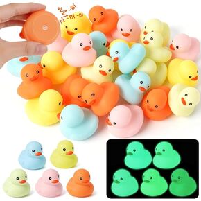 25Pcs Mini Luminous Rubber Duck Bath Toys, Bathtub Floating Squeaky Duck Bulk Baby Preschool Bath Toy for Baby Shower Infants Kids Toddler Birthday Party Decoration Gift (Large) in Kuwait