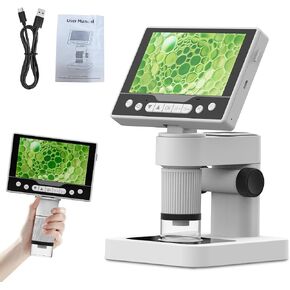 Digital Microscope, 12MP 1080P Handheld Microscope with 8 Adjustable LED Lights, 5" LCD Screen Coin Microscope 1000X, USB Microscope for Windows/MacOS, White in Kuwait