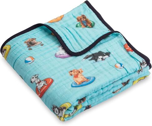 LollyBanks Muslin Baby Blanket 100% Organic Cotton, Muslin Quilt Lightweight, Toddler Blanket for Boys and Girls, 6 Layers Baby Blankets 47"x 47", Nursery Receiving Blankets (Mallard Duck Print) in Kuwait