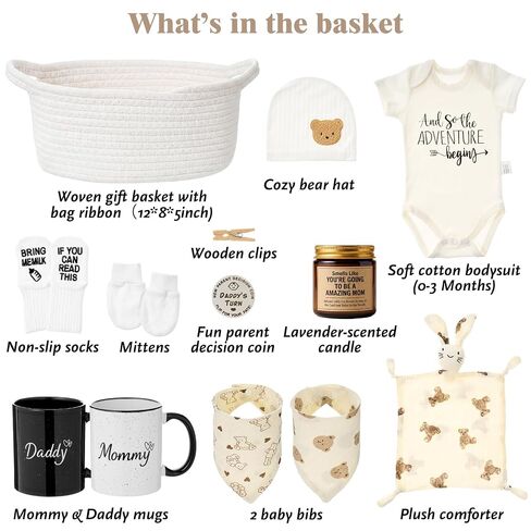 Colingmill New Parents Gifts for Couples Pregnancy Gifts for New Parent Gender Reveal Gift with Mom and Dad Mugs Set Baby Shower Gift Basket Newborn Set for Expecting Parents to Be in Kuwait