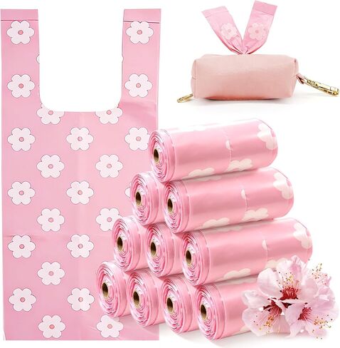 Portable Disposable Diaper Bags with Dispenser, Cherry Blossom Scented, Easy-Tie Tabs, Odor-Sealing, for Diapers and Pet Waste 150 pcs in Kuwait