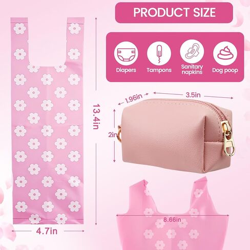 Portable Disposable Diaper Bags with Dispenser, Cherry Blossom Scented, Easy-Tie Tabs, Odor-Sealing, for Diapers and Pet Waste 150 pcs in Kuwait