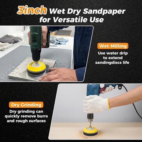 226pcs 3 Inch Sanding Disc Headlight Buffing Sanding Pads Restoration Kit Wet Dry 60 to 10000 Grits Hook and Loop Drill Sanding Attachment with 1/4" 1/8" Shank for Car Wood Metal Glass Resin in Kuwait