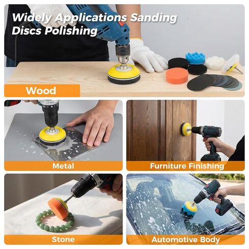 226pcs 3 Inch Sanding Disc Headlight Buffing Sanding Pads Restoration Kit Wet Dry 60 to 10000 Grits Hook and Loop Drill Sanding Attachment with 1/4" 1/8" Shank for Car Wood Metal Glass Resin in Kuwait