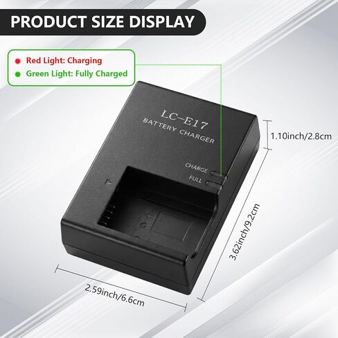 LP-E17 LC-E17 LC-E17C Quick Battery Charger Compatible with Canon EOS Rebel T7i T6i T6s SL3 SL2 77D 9000D 8000D 800D 850D 760D 750D 200D M6 M6 Mark II M5 M3 Kiss X8i RP R10 DSLR Digital Camera in Kuwait