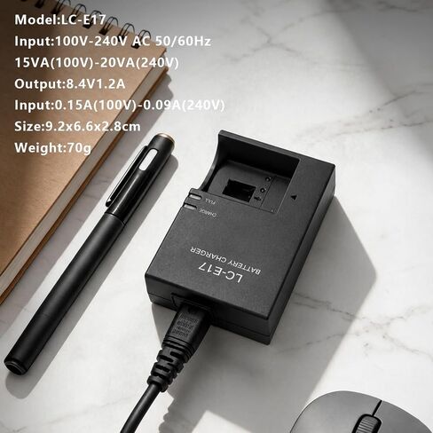 LP-E17 LC-E17 LC-E17C Quick Battery Charger Compatible with Canon EOS Rebel T7i T6i T6s SL3 SL2 77D 9000D 8000D 800D 850D 760D 750D 200D M6 M6 Mark II M5 M3 Kiss X8i RP R10 DSLR Digital Camera in Kuwait