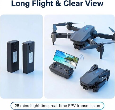 Drone with Camera 1080P HD,FPV Foldable Mini Drone for Adults,Drone with One Key Take Off/Landing,Gesture Selfie, Altitude Hold,3D Flip,Easy to Fly,2 Batteries uuw in Kuwait