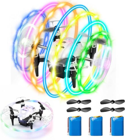 Veeniix 360° RGB Light Rotation Drone for Kids, RC Quadcopter with Altitude Hold, One Key Take Off & Landing, Left Right Side Fly, 3 Adjustable Speeds & Trim Function, Gift Toys for Boys and Girls, Indoor Outdoor Toy in Kuwait