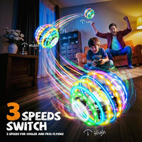 Veeniix 360° RGB Light Rotation Drone for Kids, RC Quadcopter with Altitude Hold, One Key Take Off & Landing, Left Right Side Fly, 3 Adjustable Speeds & Trim Function, Gift Toys for Boys and Girls, Indoor Outdoor Toy in Kuwait