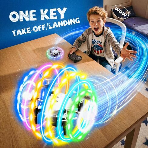 Veeniix 360° RGB Light Rotation Drone for Kids, RC Quadcopter with Altitude Hold, One Key Take Off & Landing, Left Right Side Fly, 3 Adjustable Speeds & Trim Function, Gift Toys for Boys and Girls, Indoor Outdoor Toy in Kuwait
