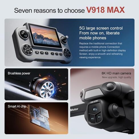 GPS Drone with 4K Camera & 360° Obstacle Avoidance for Adults, Under 249g | 5G Large Screen Controller, Follow Me, 3 Batteries, Brushless Motor(Black) in Kuwait