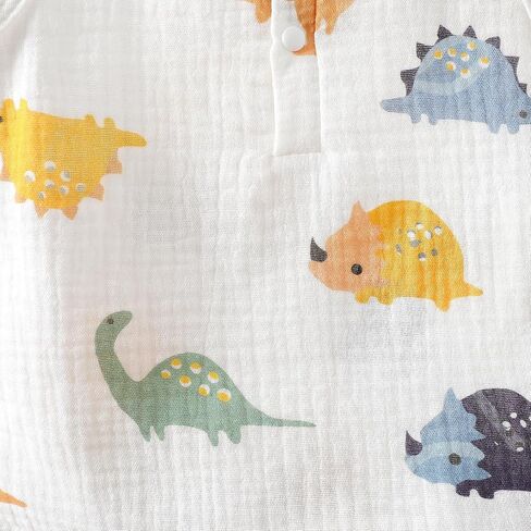 Baby Boy Dinosaur Shorts Set Sleeveless Button Top and Casual Shorts 2PCS Summer Outfit Infant Clothes in Kuwait