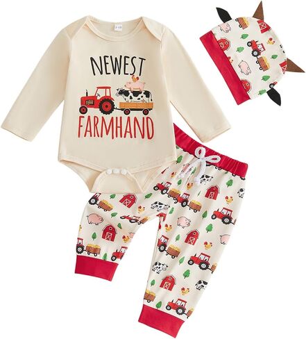 GOOCHEER Newborn Baby Boy Clothes Daddy’s Hunting Buddy Long Sleeve Romper Shirt Tops Pants Fall Winter Outfit Hat Set in Kuwait