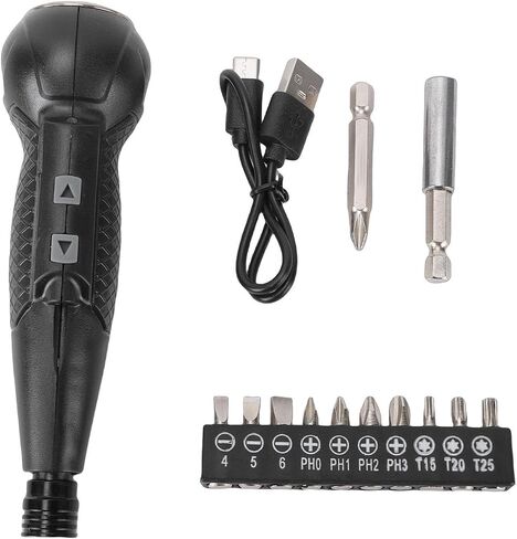 Generic Cordless Electric Screw Driver, 280RPM Manual Auto 2 in 1 with 12 Bits LED Light 900mAh Battery Type C Rechargeable, for Electronics Furniture Bikes in Kuwait