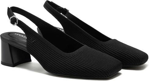 VIVAIA Mikko Women's Margot Slingback Heels, Square Toe, Knit Upper, Platform Block Heel, Arch Support in Kuwait