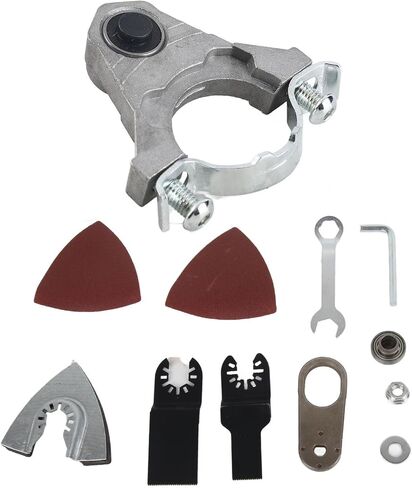 Yosoo Angle Grinder Oscillating Adapter Tool, Metal Replacement Head for 100 Type Angle Grinder with 2 Saw Blades, Screw Pack, Wrench, Eccentric Shaft, Triangular Sand Table, in Kuwait