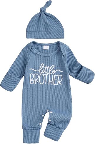 Newborn Baby Boy Fall Clothes Letter Dude Embroidery Jumpsuit Waffle Long Sleeve Romper 2pcs Infant Winter Outfits in Kuwait