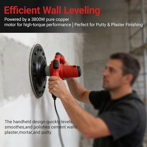 Electric Concrete Mortar Trowel 3800W,15 Inch Handheld Cement Mortar Plastering Machine with 6 Variable Speed for Wall Smoothing & Putty Finishing,Includes Steel Trowel+3 Discs,0-850 RPM,220V in Kuwait