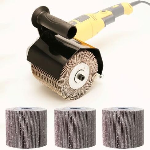 Burnishing Polishing Machine Adapter for Angle Grinder, Handheld Electric Polisher Attachment with auxiliary slider for Metal, Stainless Steel, Wood Grinding and Polishing. (3Pcs Burnishing Wheels). in Kuwait