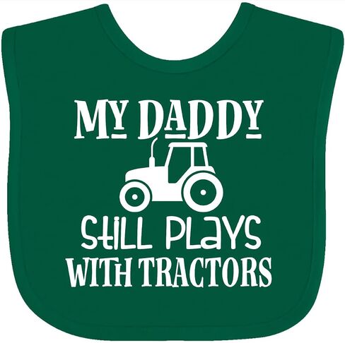 inktastic Farmer My Daddy Still Plays with Tractors Baby Bib in Kuwait