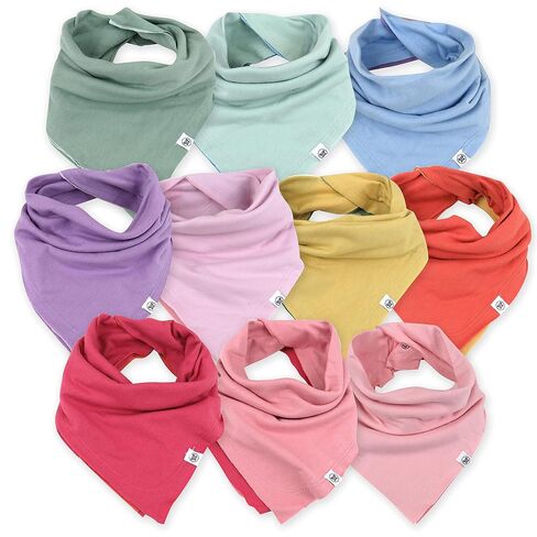 HonestBaby Organic Cotton Bandana Drool Bib Multi-Packs, 10-Pack Rainbow Boy, One Size in Kuwait