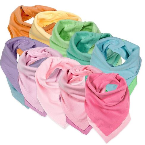 HonestBaby Organic Cotton Bandana Drool Bib Multi-Packs, 10-Pack Rainbow Boy, One Size in Kuwait