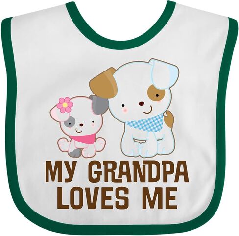 inktastic My Grandpa Loves Me Girls Baby Bib in Kuwait