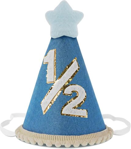 1/2 Birthday Hat for Baby, Half Birthday Hat with Fuzzy Star Six Months Headwear for Half Way to One Baby Boy or Baby Girl in Kuwait