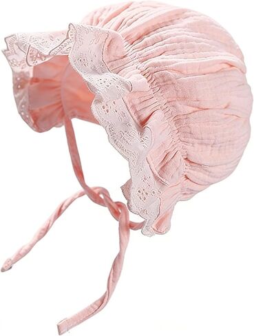Baby Girl Boy Lace Cotton Bonnet Newborn Vintage Infant Bonnet Mesh Palace Hats in Kuwait