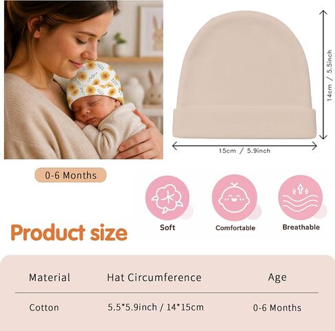 6 Pcs Baby Hat Newborn Hat 4 Pcs Highland Cow Theme Newborn Caps 2 Pcs Yellow Beige Baby Beanie Infant Caps Sunflower Cotton Soft Unisex Toddler 0-6 Months 5.9x5.5 Inch Baby Boy Girl in Kuwait