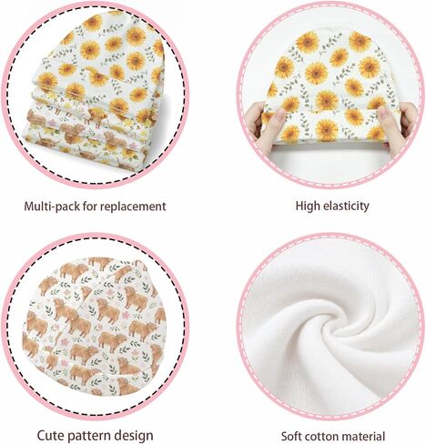 6 Pcs Baby Hat Newborn Hat 4 Pcs Highland Cow Theme Newborn Caps 2 Pcs Yellow Beige Baby Beanie Infant Caps Sunflower Cotton Soft Unisex Toddler 0-6 Months 5.9x5.5 Inch Baby Boy Girl in Kuwait