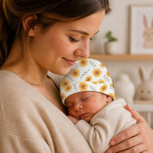6 Pcs Baby Hat Newborn Hat 4 Pcs Highland Cow Theme Newborn Caps 2 Pcs Yellow Beige Baby Beanie Infant Caps Sunflower Cotton Soft Unisex Toddler 0-6 Months 5.9x5.5 Inch Baby Boy Girl in Kuwait