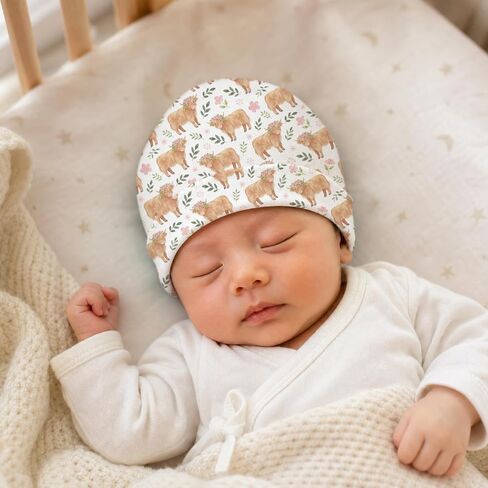 6 Pcs Baby Hat Newborn Hat 4 Pcs Highland Cow Theme Newborn Caps 2 Pcs Yellow Beige Baby Beanie Infant Caps Sunflower Cotton Soft Unisex Toddler 0-6 Months 5.9x5.5 Inch Baby Boy Girl in Kuwait